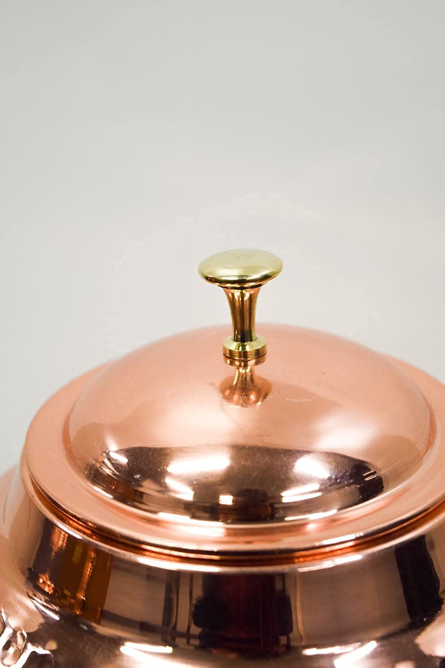 Pure Copper 5 Litre Matka Water Dispenser Jug with Brass Nob and Nickle Plated Tap and One Iron Stand, 2 Copper Glass 250 ml (5 Litre) - ArtyCraftz.com
