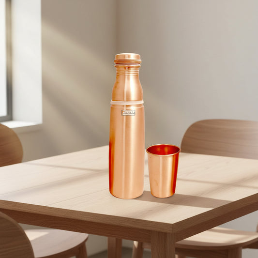 Pure Copper Bottle 900 ML with Glass 250 ML - ArtyCraftz.com