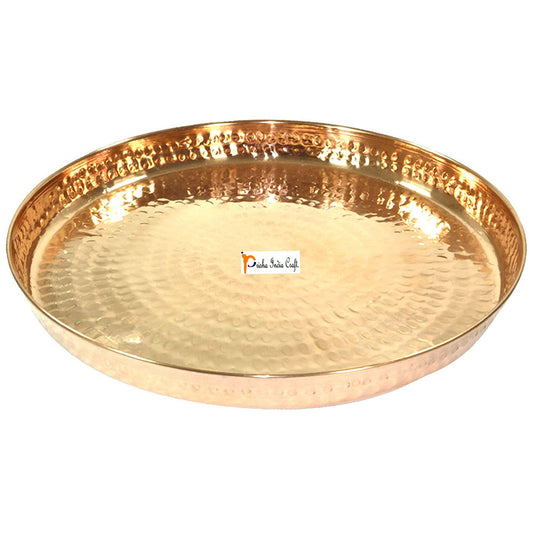 Pure Copper Hammered Dinner Set Thali Plate, Serveware & Dinnerware | Diameter 13" Inch - ArtyCraftz.com
