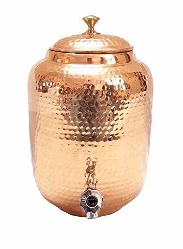 Pure Copper Water Dispenser Container Pot Tank Matka with 1 Glass - ArtyCraftz.com