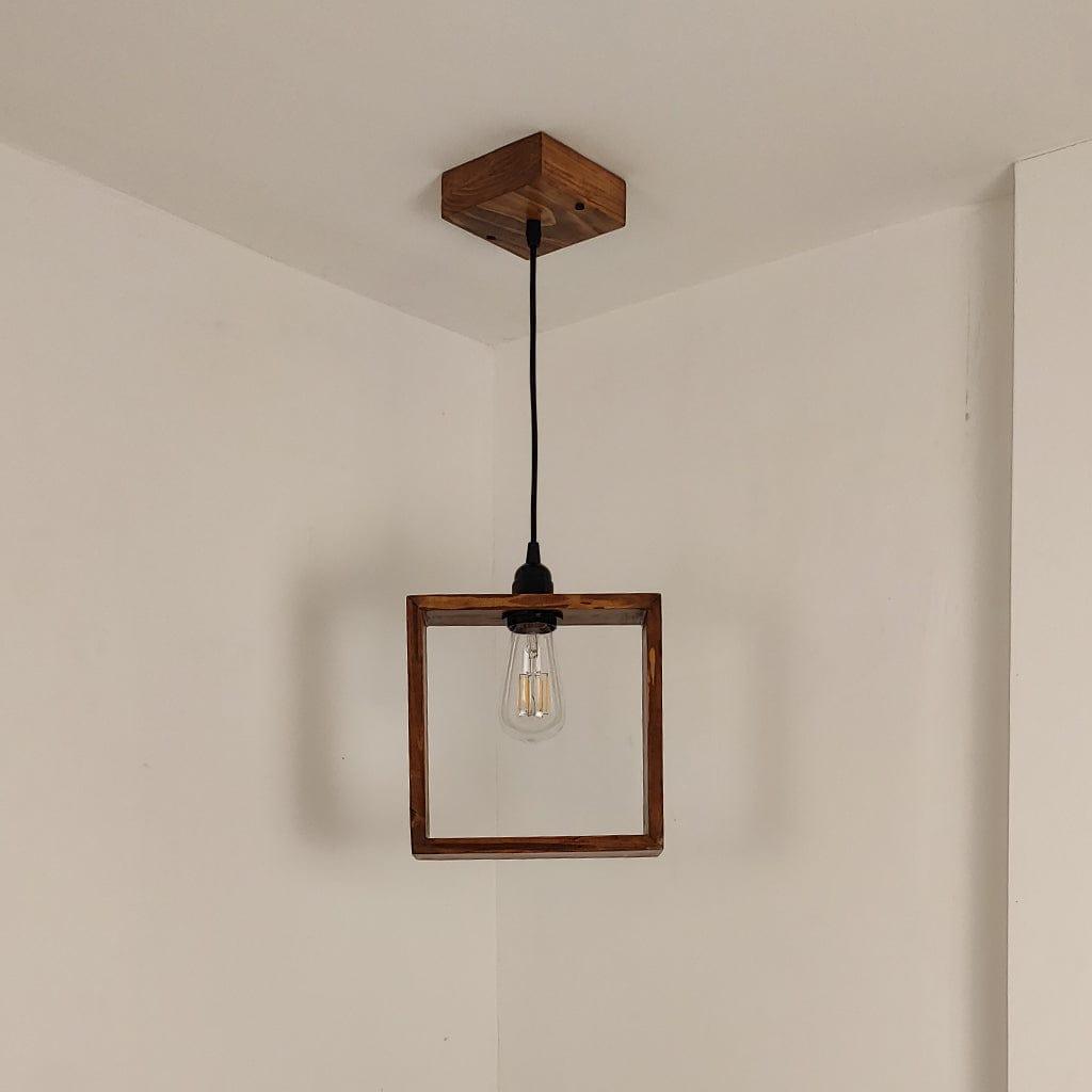 Quattro Brown Wooden Single Hanging Lamp