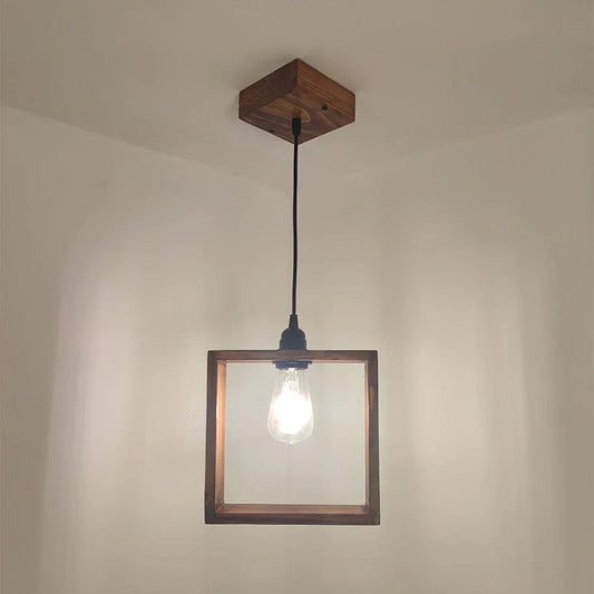 Quattro Brown Wooden Single Hanging Lamp - ArtyCraftz.com