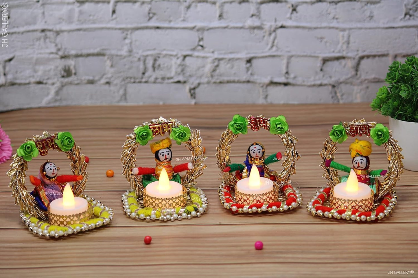 Rajasthani Dolls Shubh Laabh Tealight Candle Holder