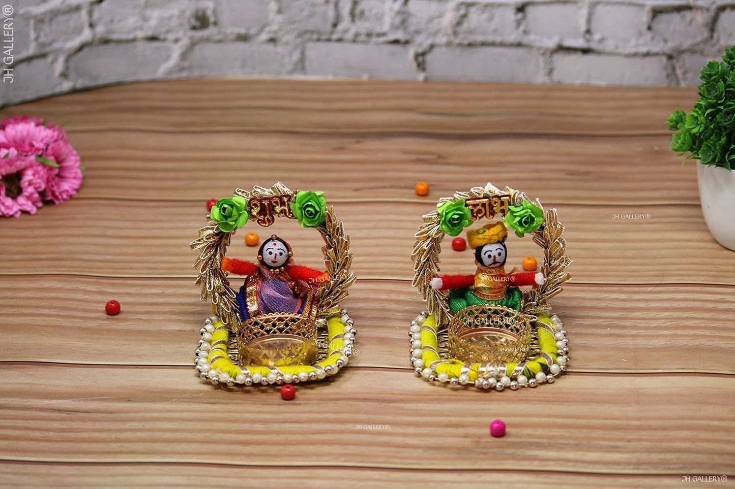 Rajasthani Dolls Shubh Laabh Tealight Candle Holder