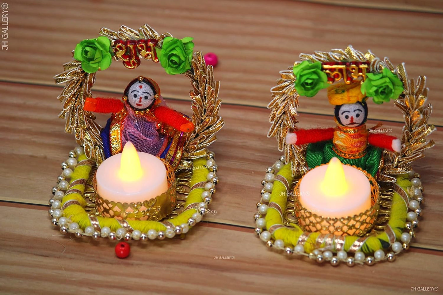 Rajasthani Dolls Shubh Laabh Tealight Candle Holder