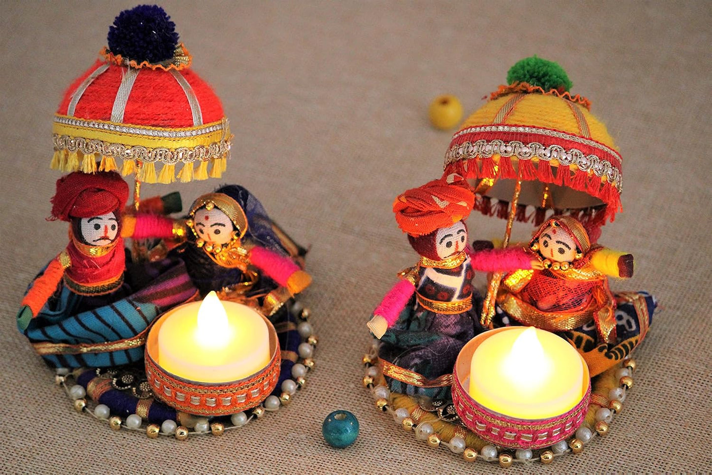 Rajasthani Raja Rani Puppet candle holder