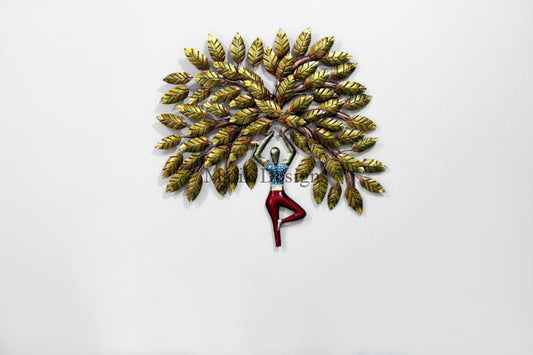 Rajasthani Metal Tree Wall Hanging Art For Home Walls Decor Golden Color - ArtyCraftz.com