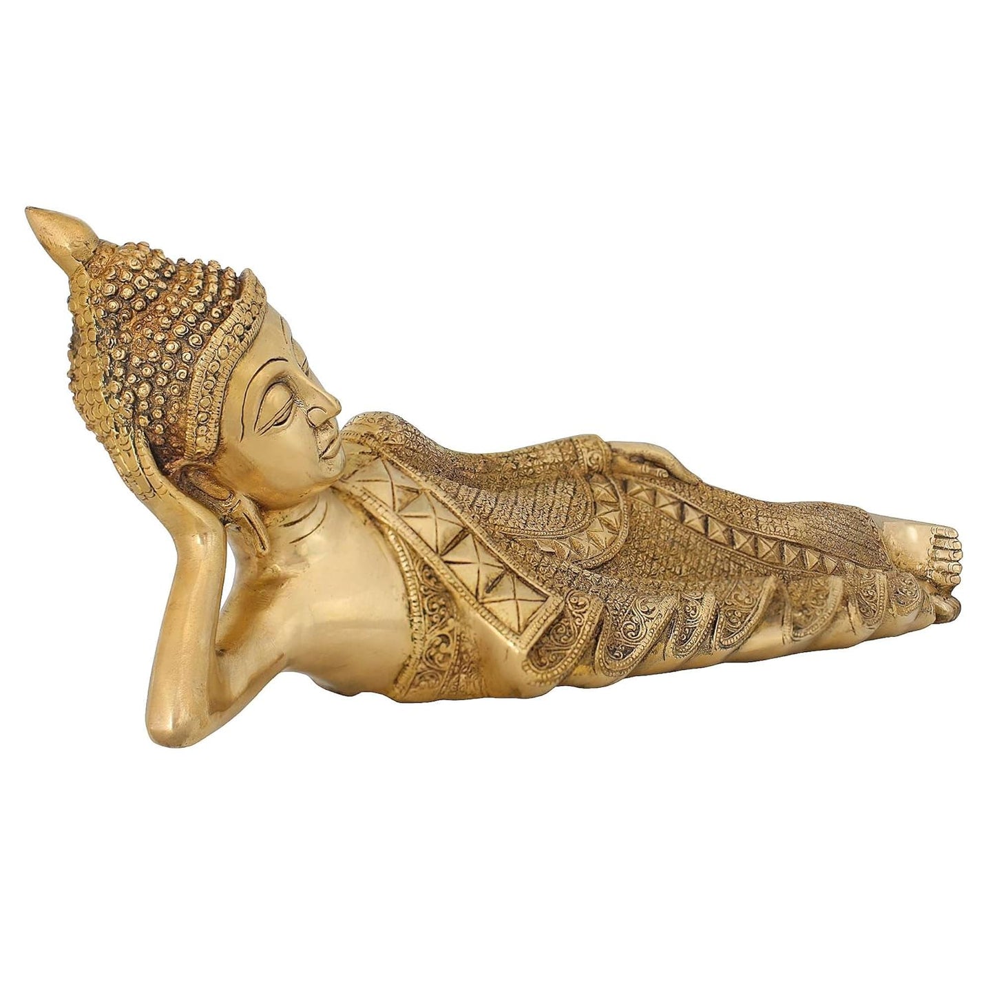 Reclining Buddha Brass Statue-ArtyCraftz.com
