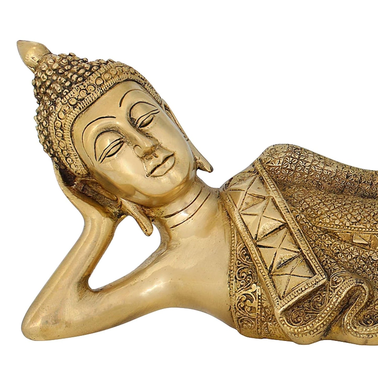 Reclining Buddha Brass Statue-ArtyCraftz.com