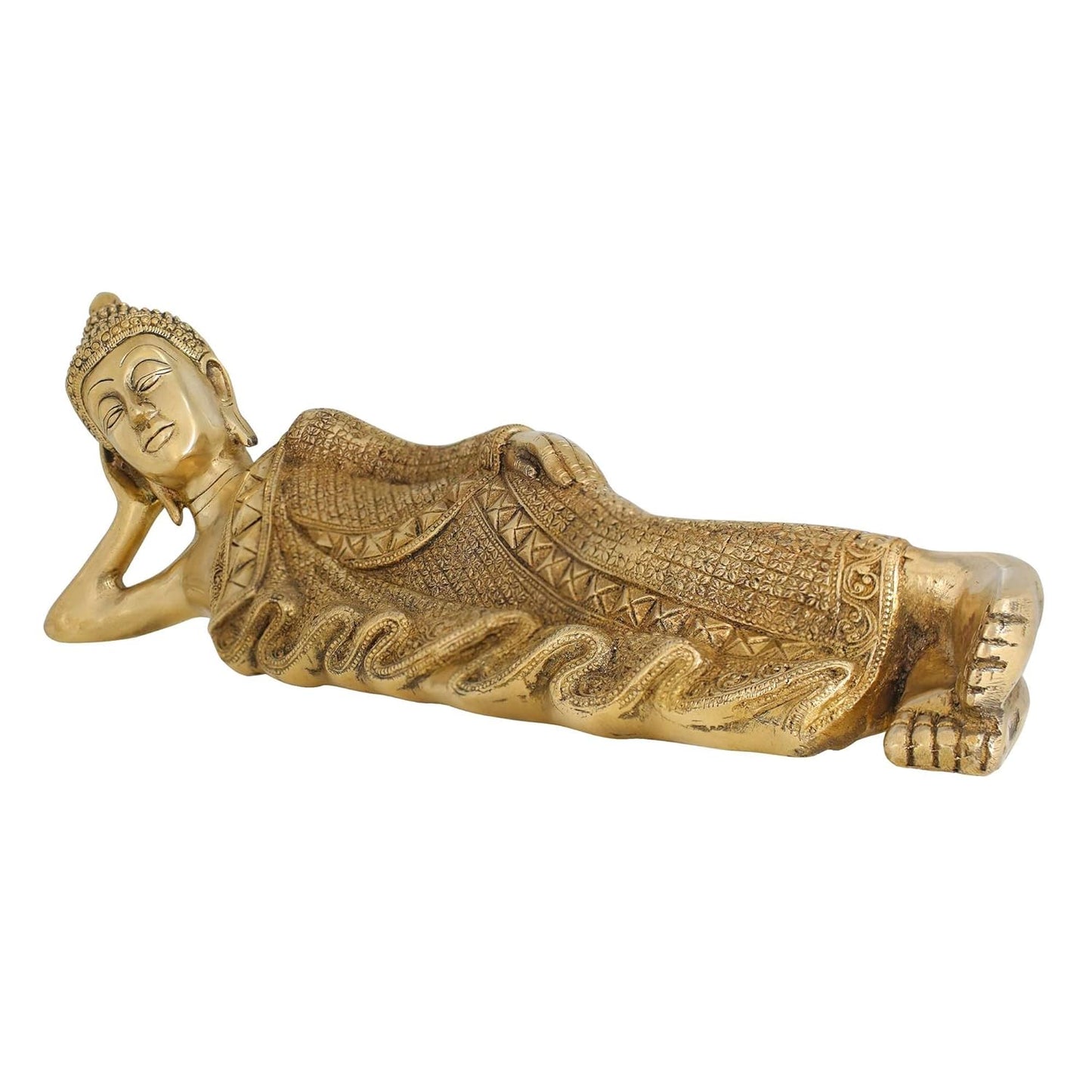 Reclining Buddha Brass Statue-ArtyCraftz.com