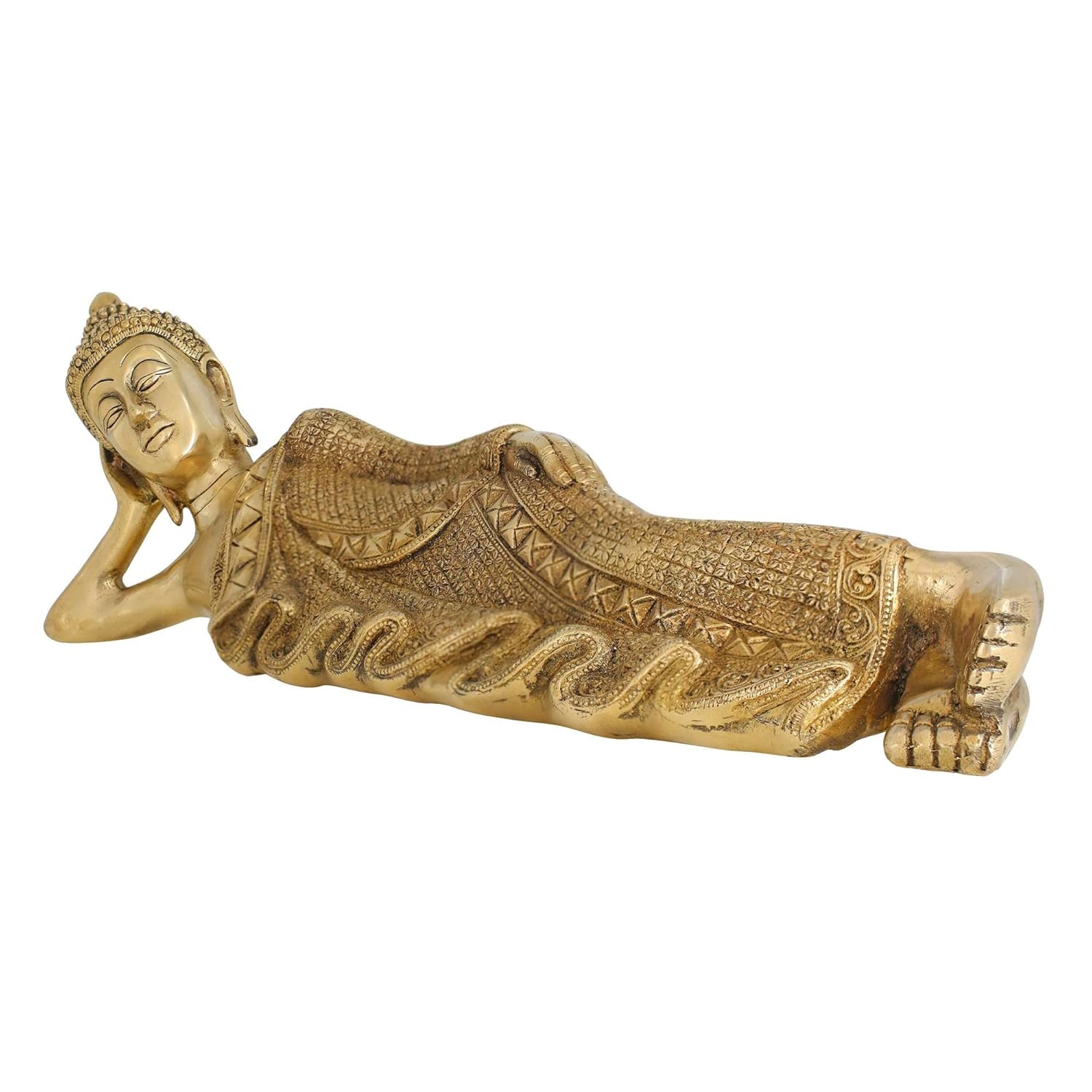 Reclining Buddha Brass Statue-ArtyCraftz.com