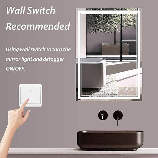 Rectangle Shape Smart Dimmable LED Wall Mirror with Sensor and Light (White,Warm) - ArtyCraftz.com