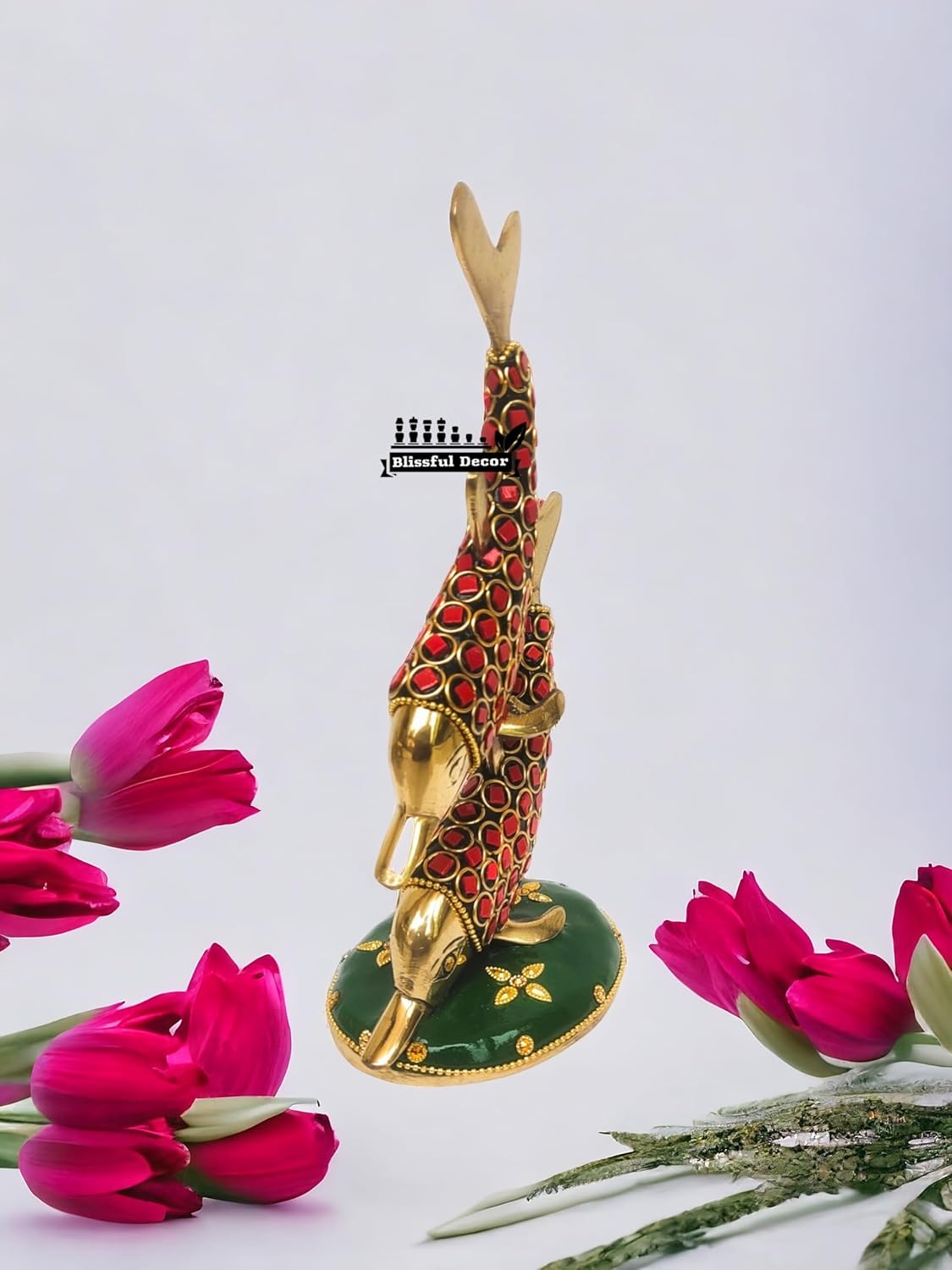 Red & Gold Decorative Dolphin Showpiece-ArtyCraftz.com