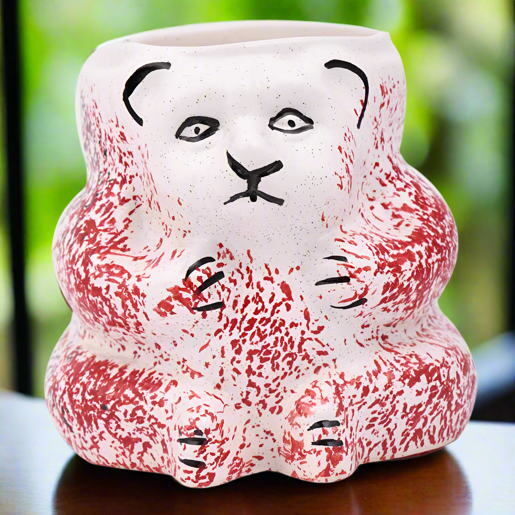Red and White Panda Ceramic Planter-ArtyCraftz.com