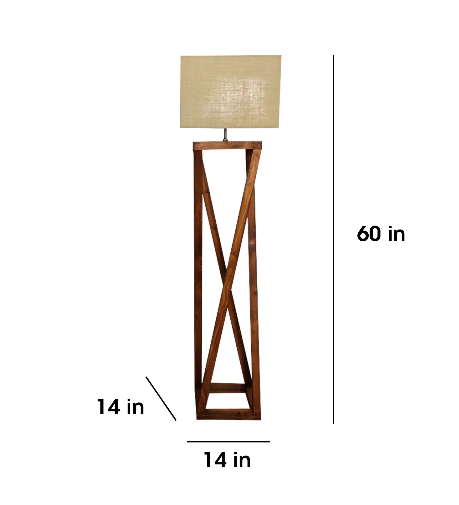 Remy Wooden Floor Lamp with Brown Base and Beige Fabric Lampshade - ArtyCraftz.com