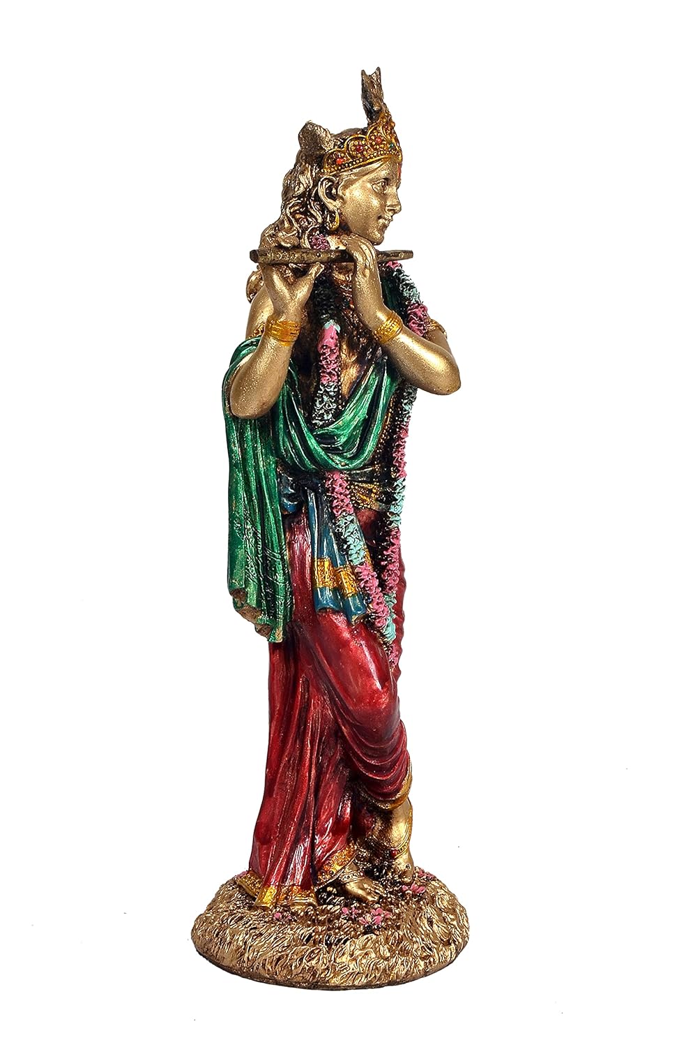 Resin Cold Cast Krishna Playing Flute Multicolour Idol