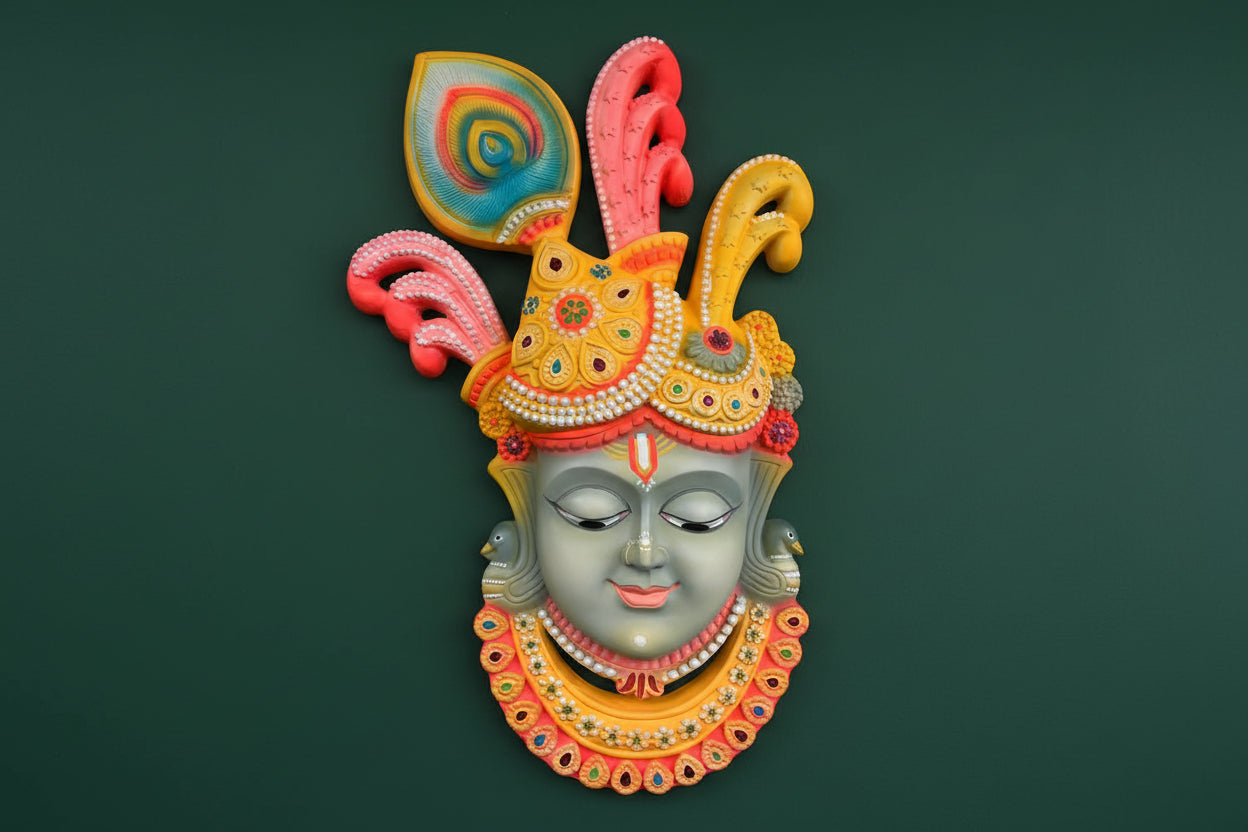 Multicolor Resin Krishna Face Wall Decor-ArtyCraftz.com