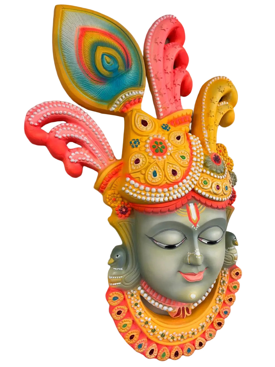 Multicolor Resin Krishna Face Wall Decor-ArtyCraftz.com