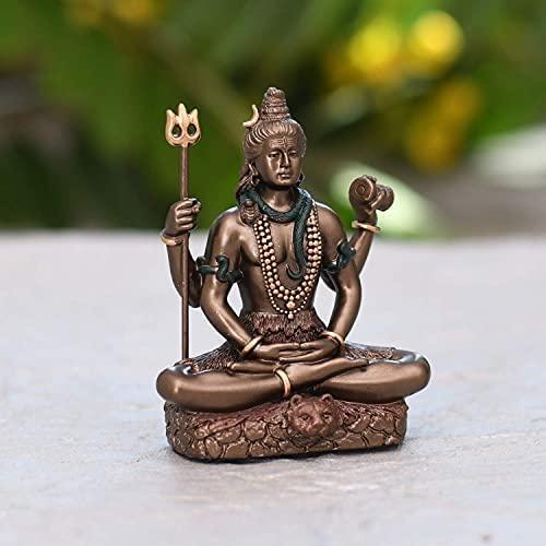 Resin Cold Cast Bronze Meditating Shiva Statue-ArtyCraftz.com