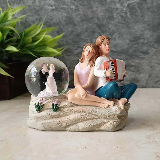 Resin Couple with Crystal Ball Showpiece-ArtyCraftz.com