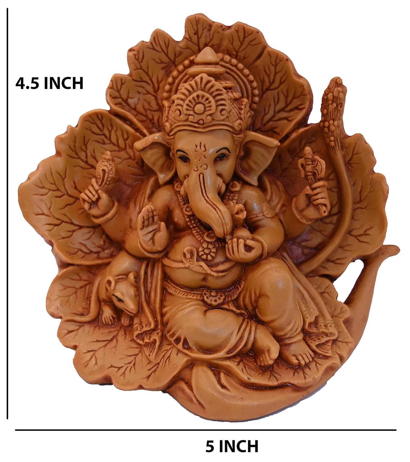 Resin Ganesha with Decorative Pepal Leaf Backdrop Statue-ArtyCraftz.com