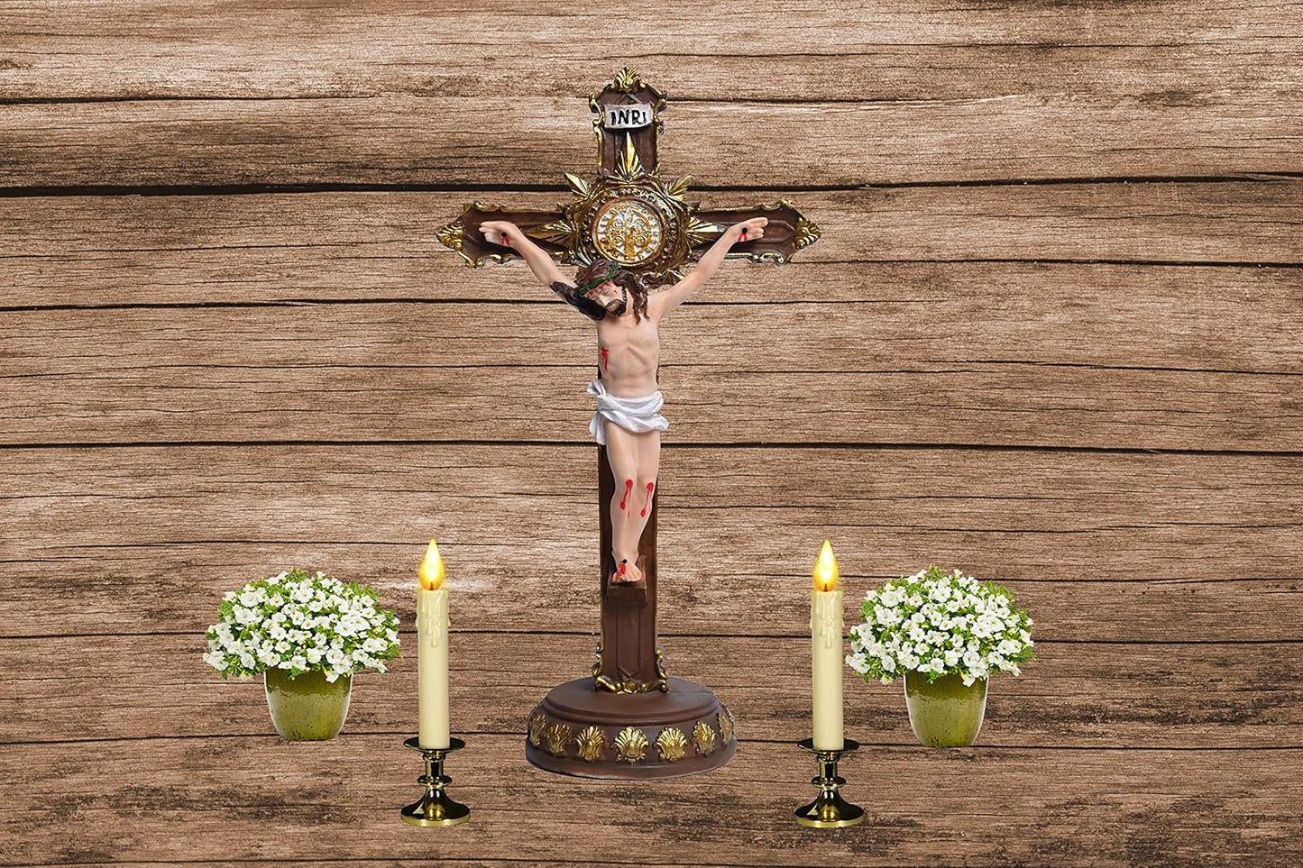 Resin Holy Cross Jesus Christ Idol Multicolor