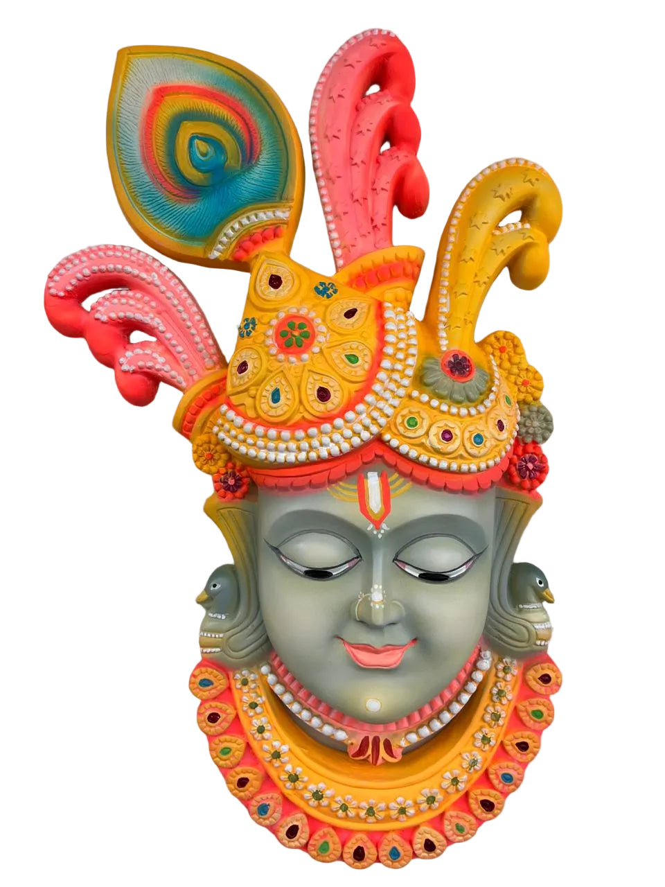 Multicolor Resin Krishna Face Wall Decor-ArtyCraftz.com