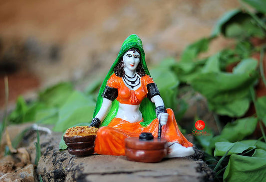 Resin Rajasthani Lady with Chakki Showpiece | Home Decor Item | Decorative Stautes for Home - ArtyCraftz.com