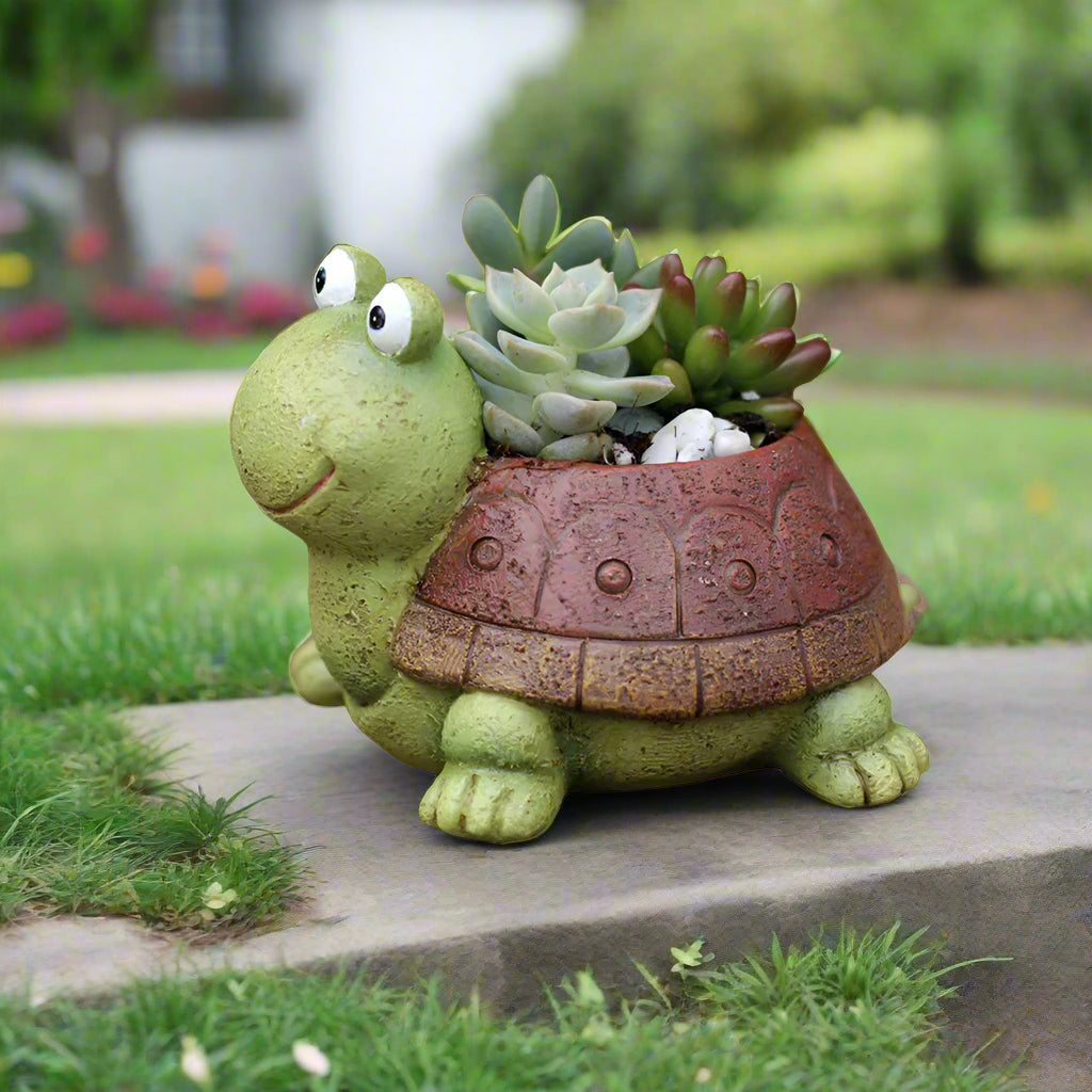 Resin Turtle Planter for Home, Office & Garden Decor-ArtyCraftz.com