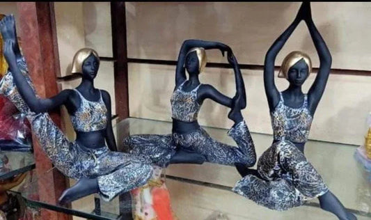 Resin Yoga Lady Set of 3-Black - ArtyCraftz.com