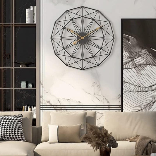 Metal Round Clock with hexagon Shape