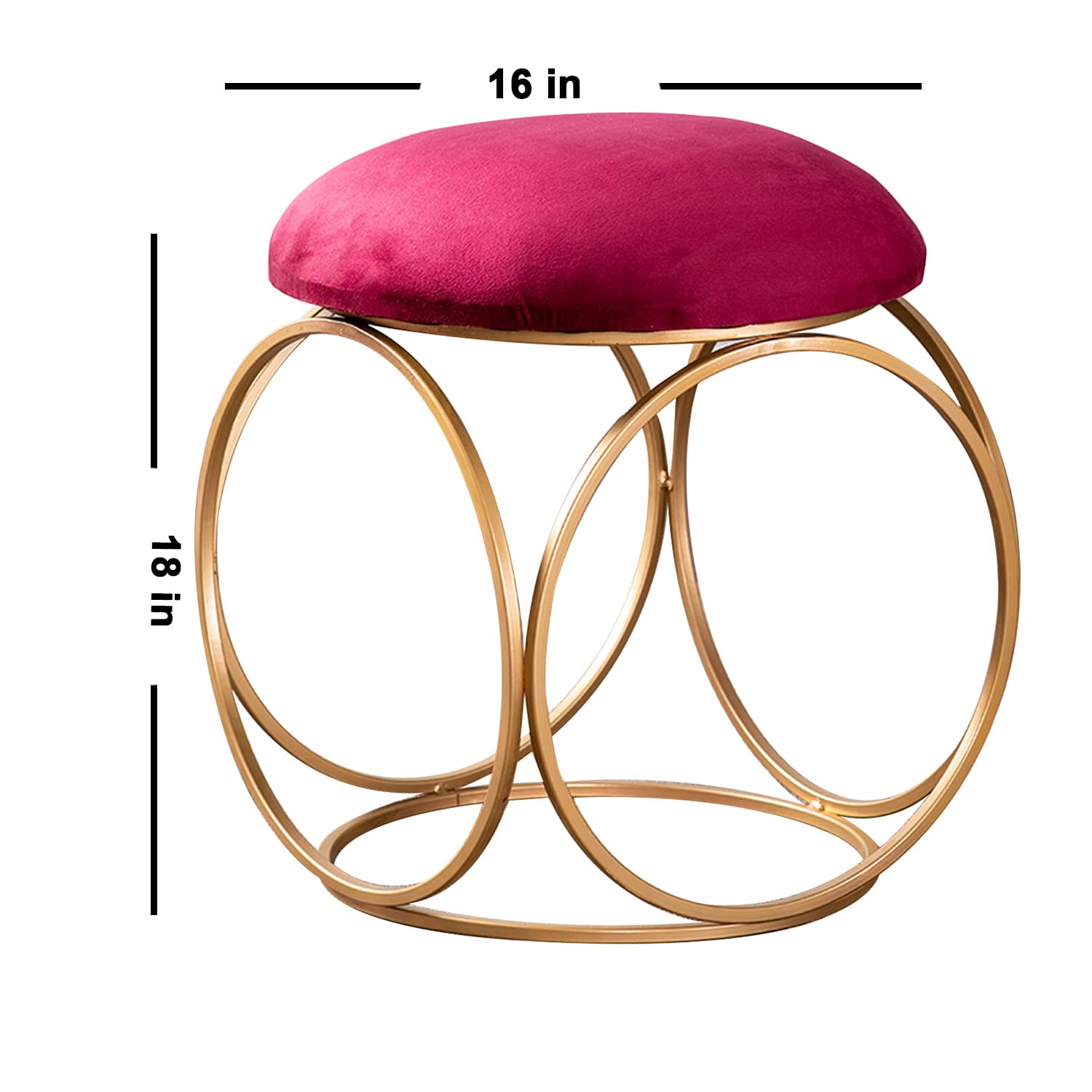 Ring Cage Red Velvet Sitting Stool-ArtyCraftz.com