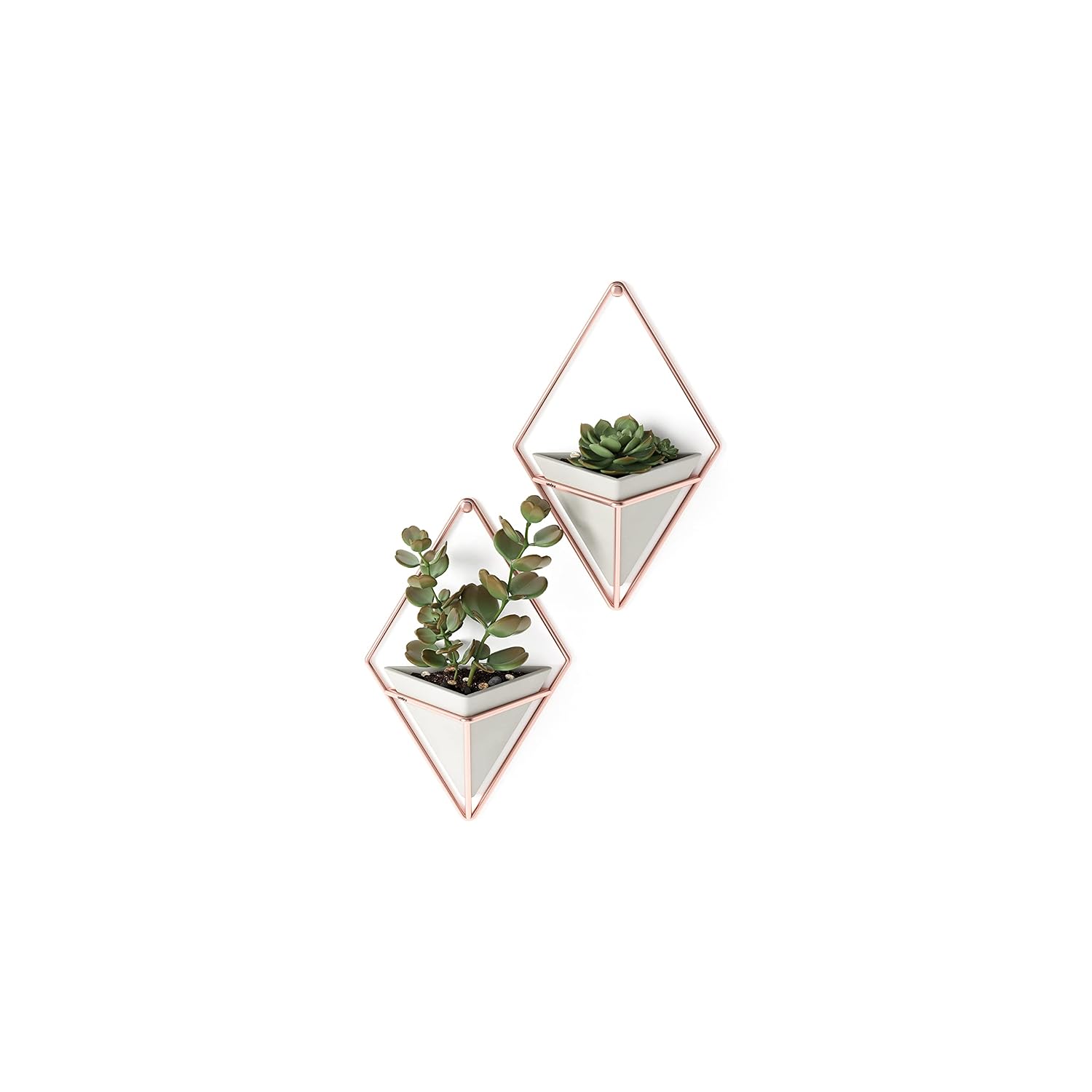 Rose gold and white geometric wall hanging planter set of two-ArtyCraftz.com