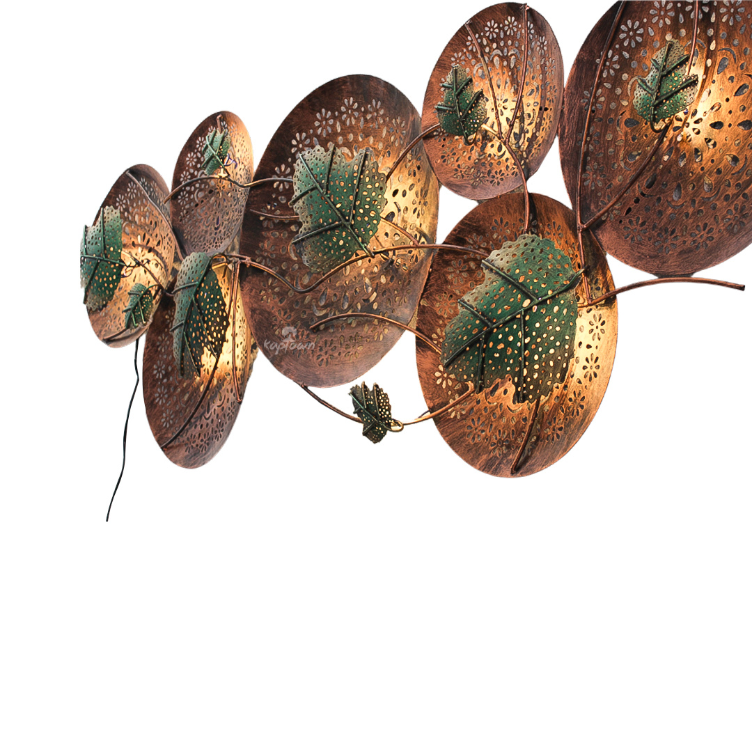 Round Metal Leaf with LED Wall Art