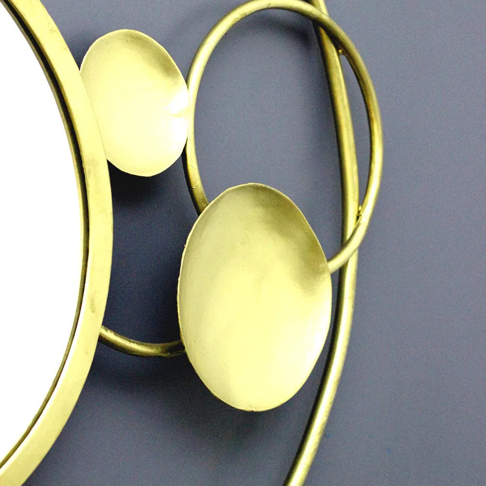 Abstract Circular Round Geometrical Shaped Gold Decorative Mirror