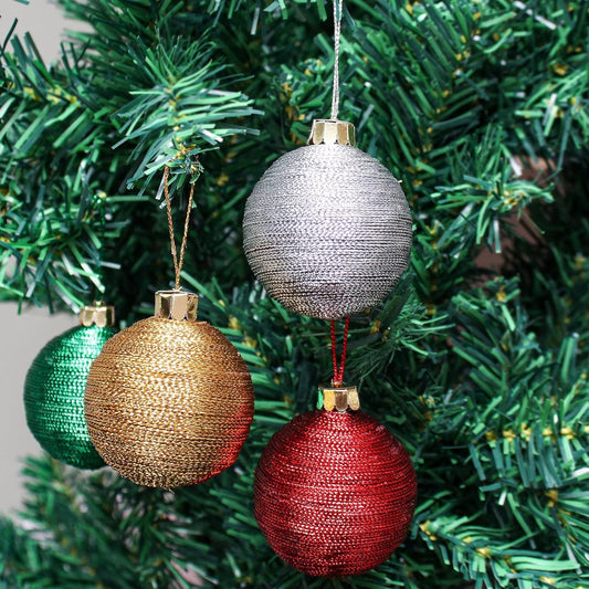 Round Lurex Bauble Christmas Hanging Ornaments-ArtyCraftz.com