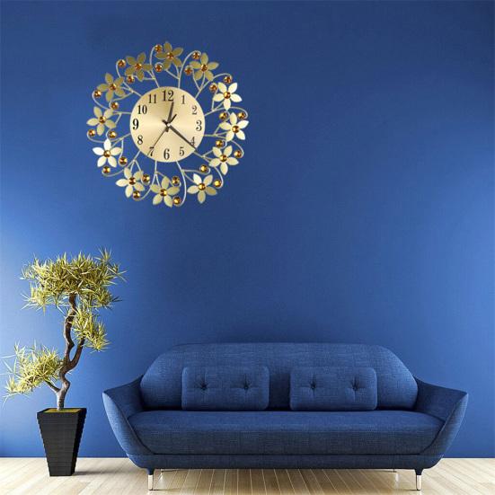 Round Rhinestone Flower Wall Clock