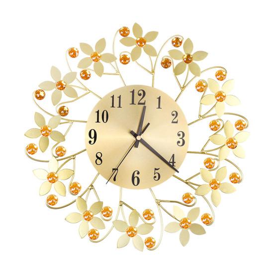 Round Rhinestone Flower Wall Clock