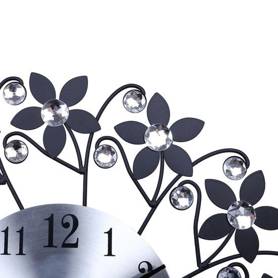 Round Rhinestone Flower Wall Clock