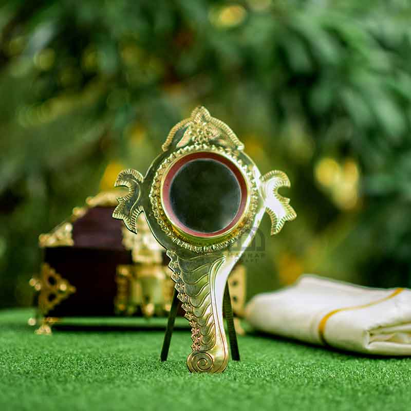 Round Shank with Back stand Aranmula Kannadi Mirror-ArtyCraftz.com