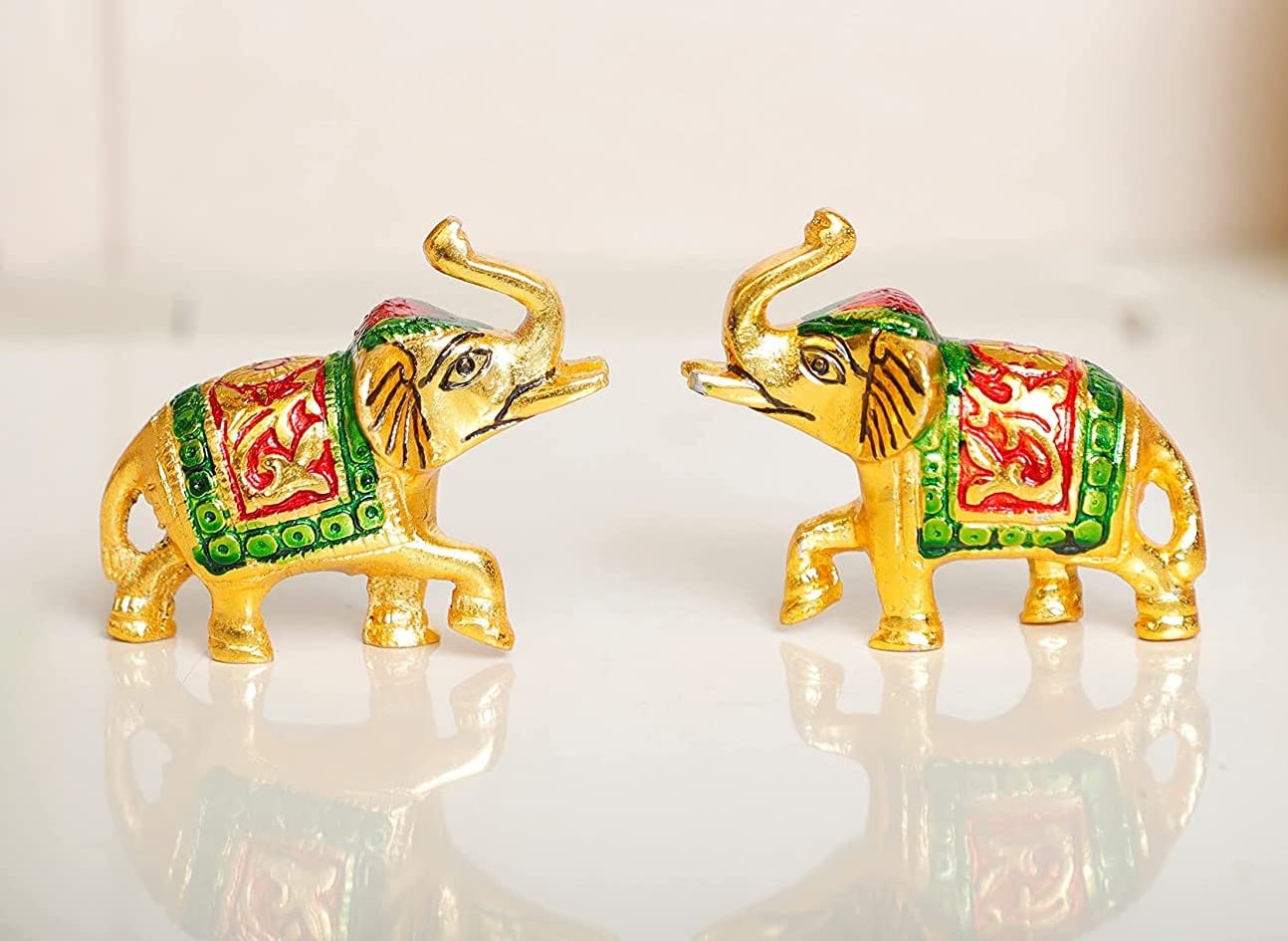 Royal 2 Elephants with Meenakari Work Showpiece-ArtyCraftz.com