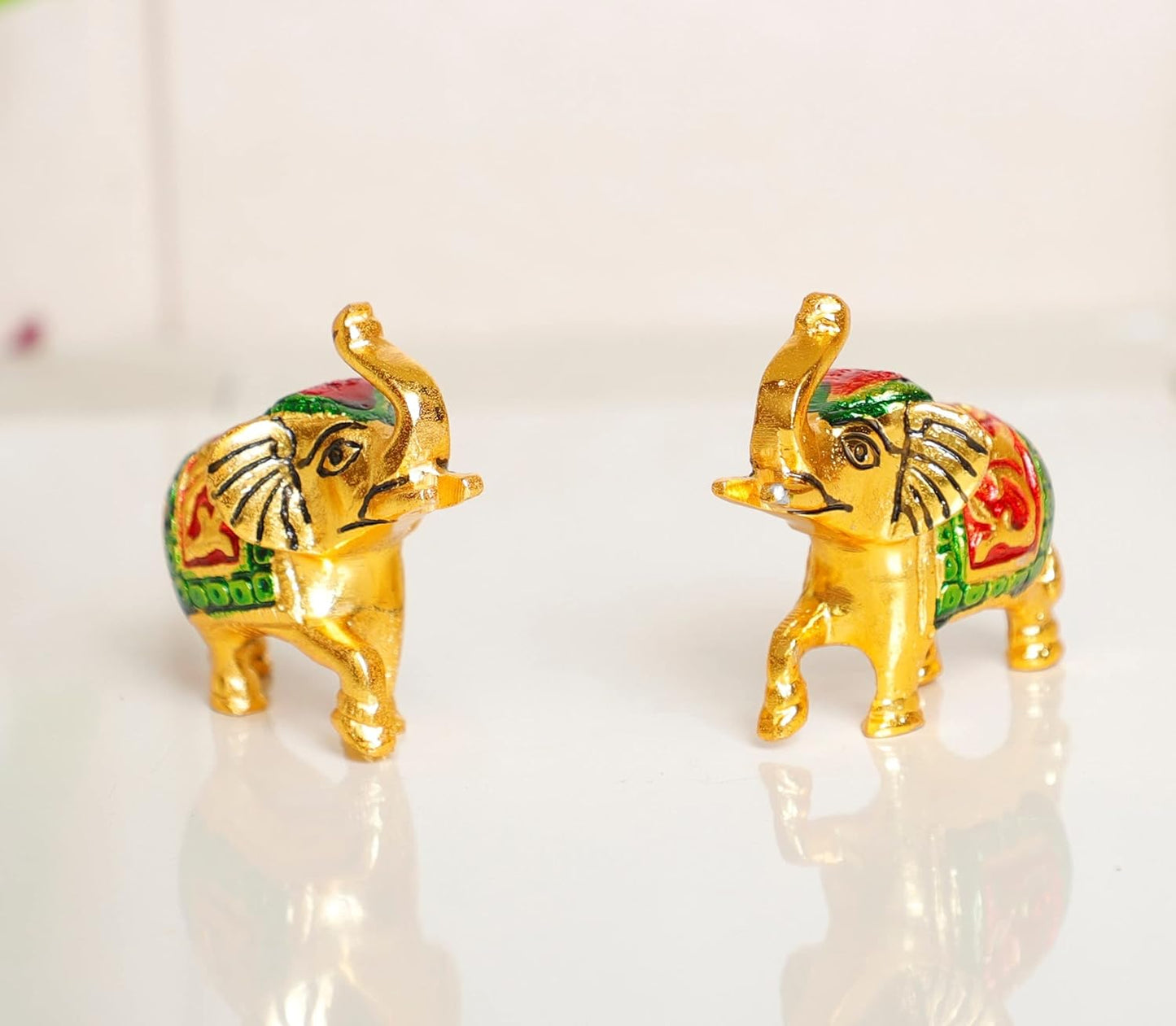 Royal 2 Elephants with Meenakari Work Showpiece-ArtyCraftz.com