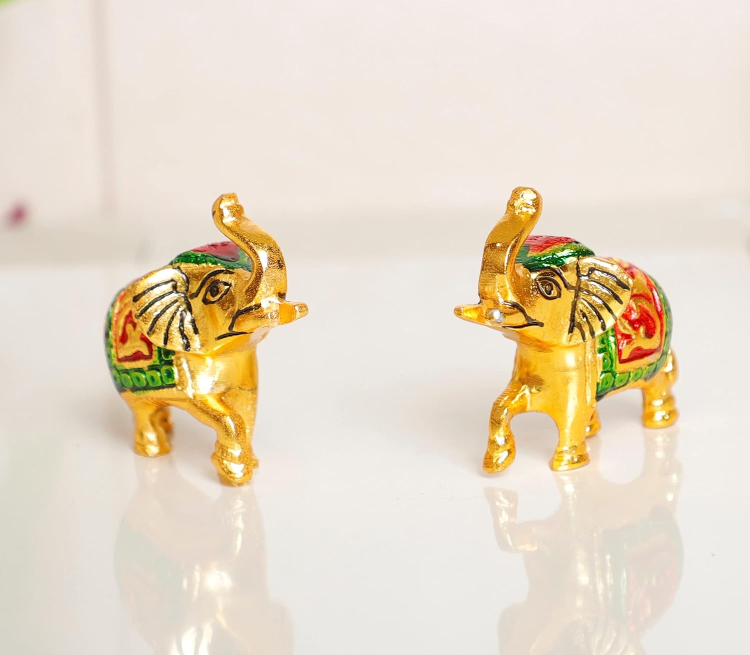 Royal 2 Elephants with Meenakari Work Showpiece-ArtyCraftz.com