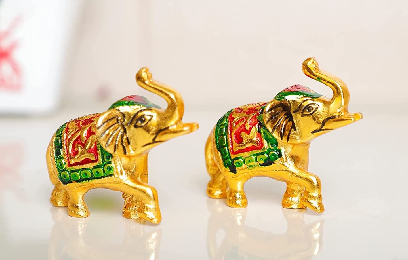 Royal 2 Elephants with Meenakari Work Showpiece-ArtyCraftz.com