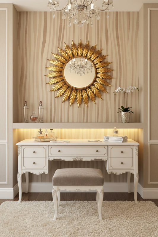 Royal Golden Sunburst Wall Mirror-ArtyCraftz.com