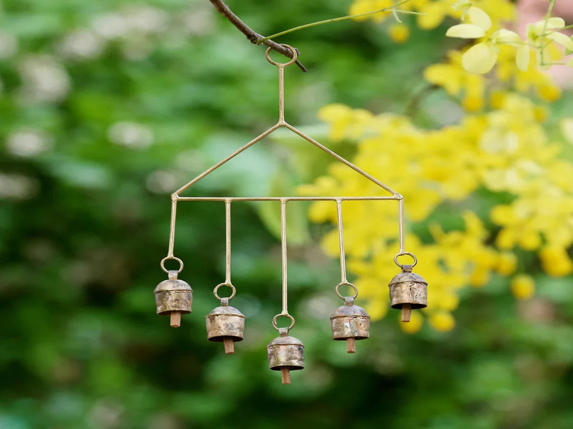 Rustic 5 copper coated Bells Wind Chime