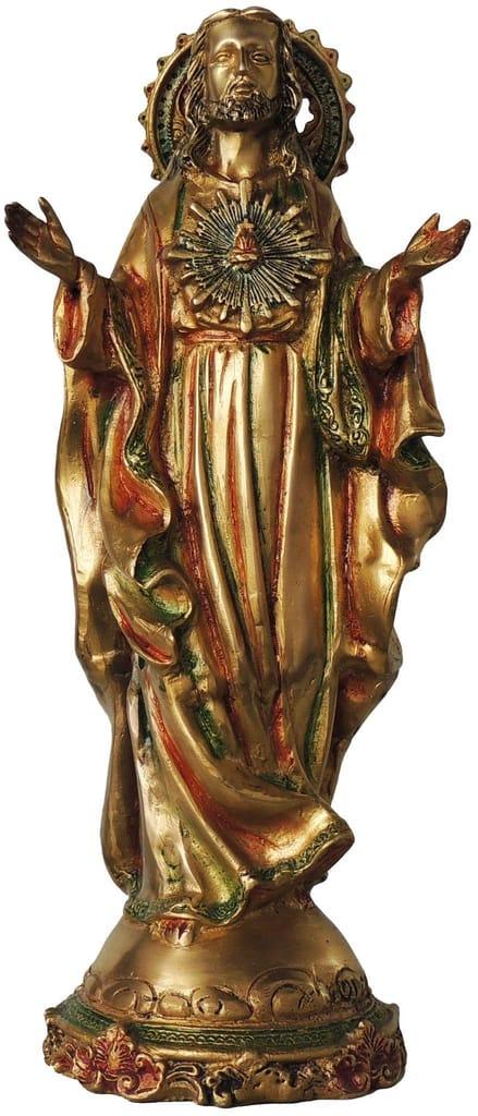 Sacred Heart of Jesus Brass Statue Tabletop Idol (16 Inch)-artycraftz.com