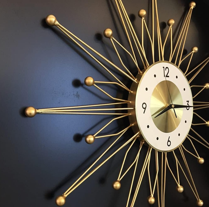 Star Golden Wall Clock For Office Decor