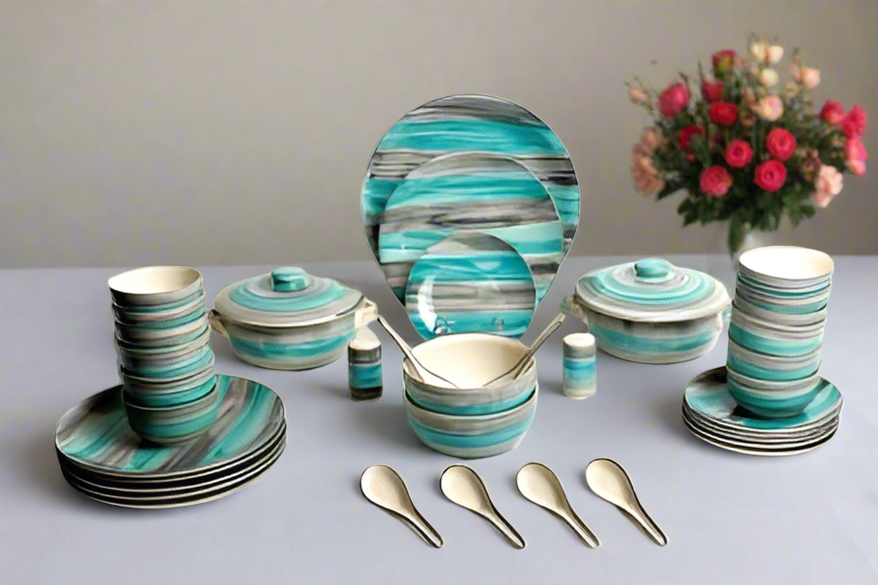 Sea Green Ceramic Dinner Set-ArtyCraftz.com