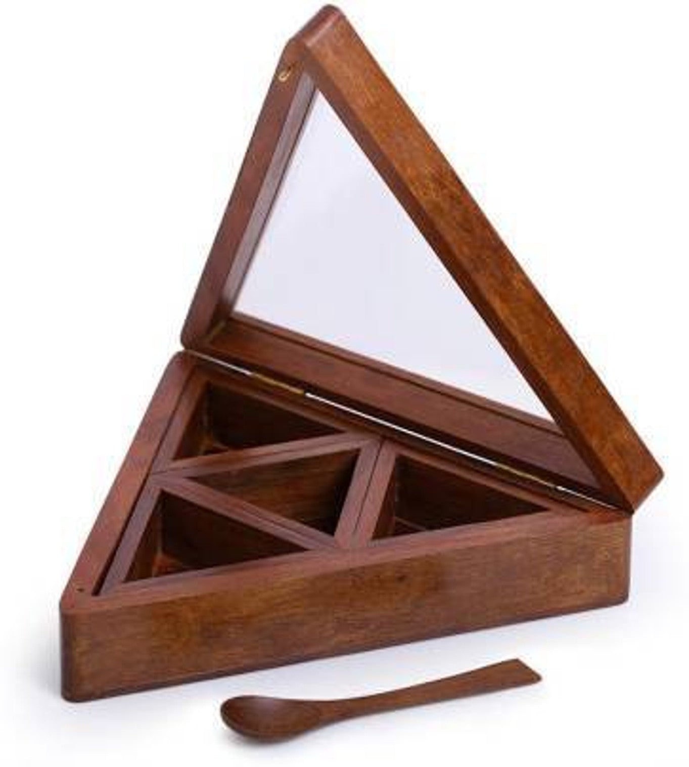 Seesham Wood Triangle Spice Box-ArtyCraftz.com